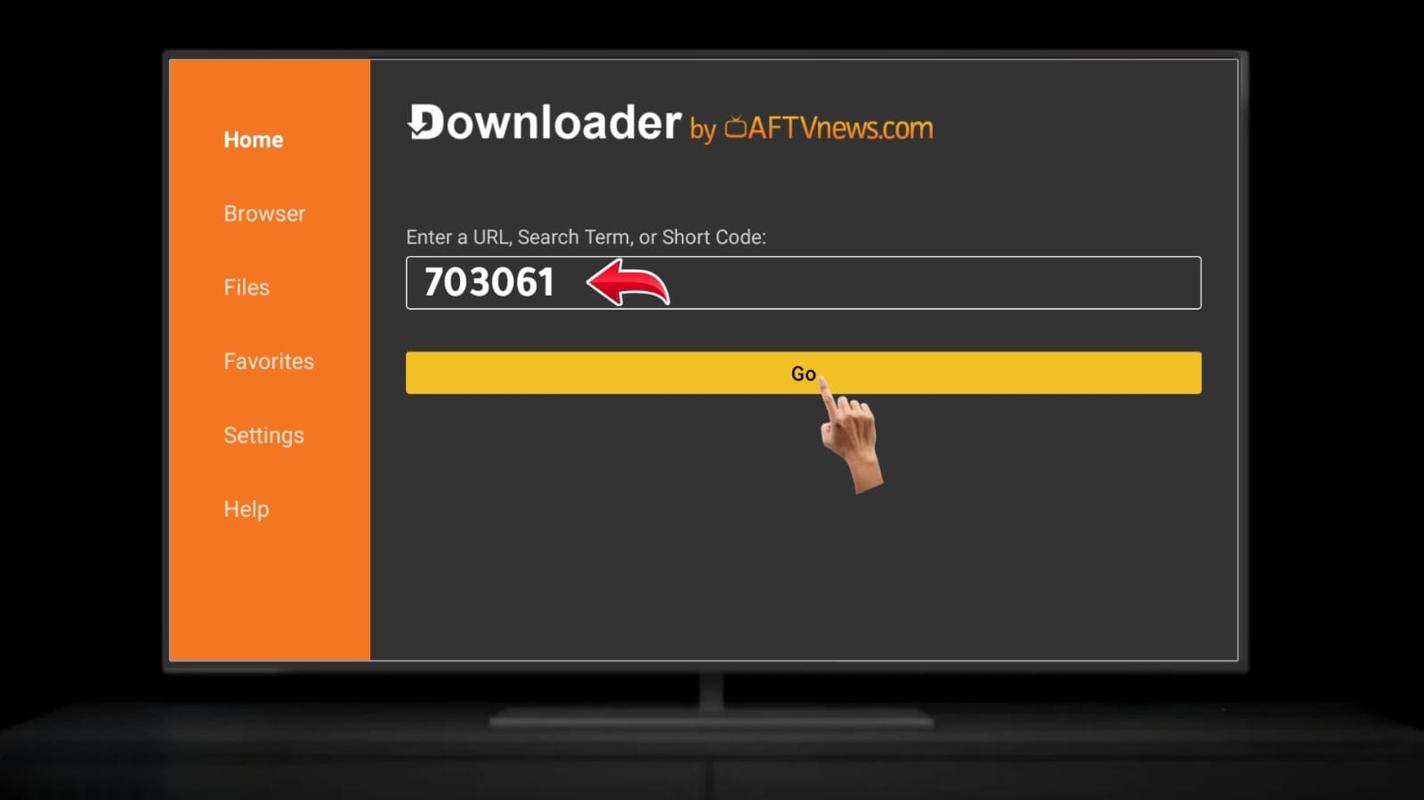 إدخال كود مختصر في شريط عنوان Downloader والنتيجة المباشرة